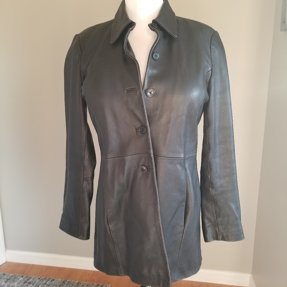 INC International Concepts Black Leather Jacket